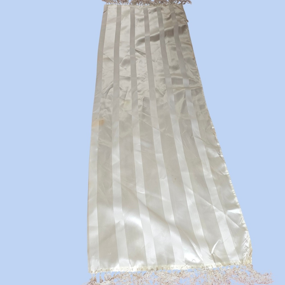 Scarf Belt Shawl Sash Table Runner Bandana Cover Up Hankie Cream 43"x13" VTG